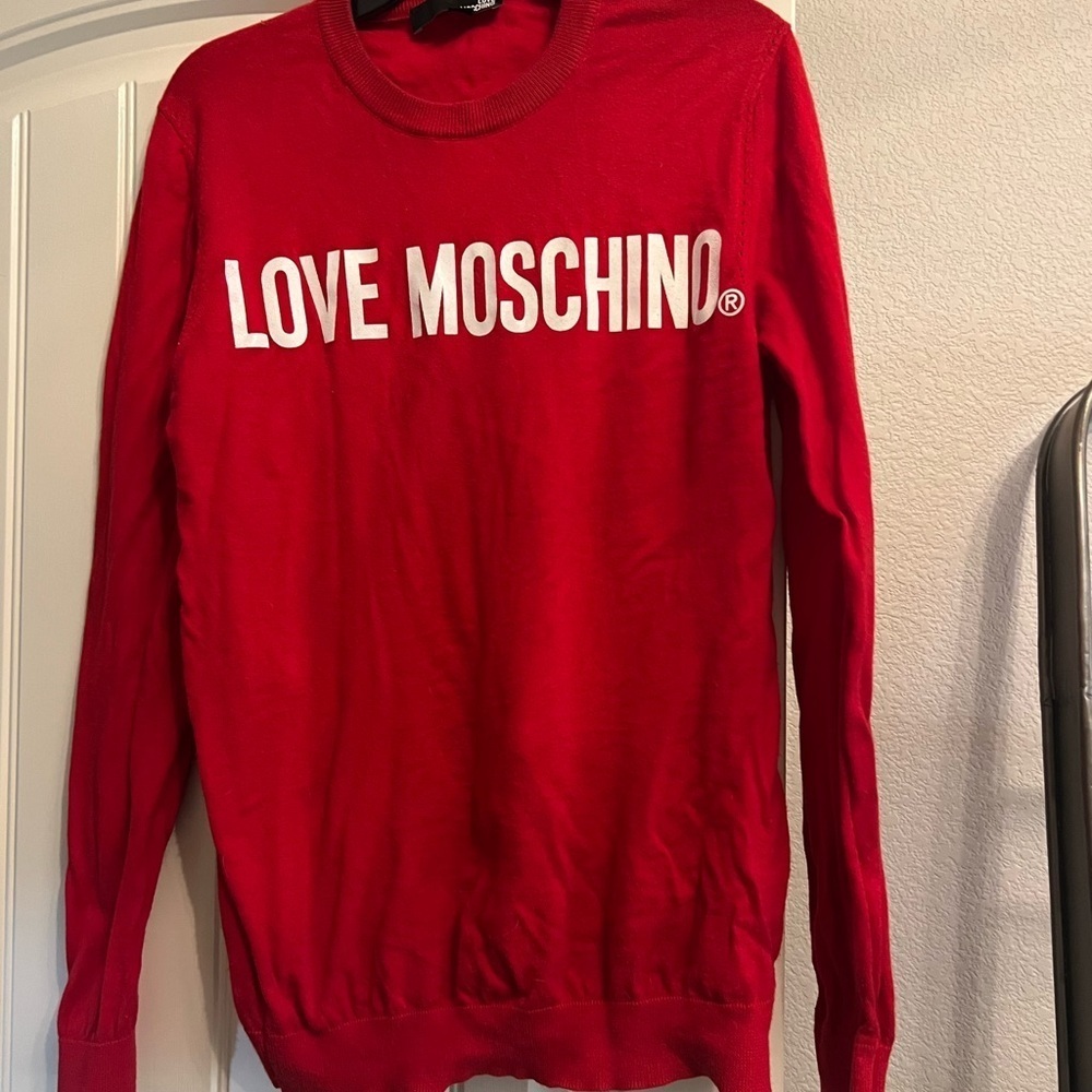 Love Moschino Bold Red Crewneck Sweater valentines